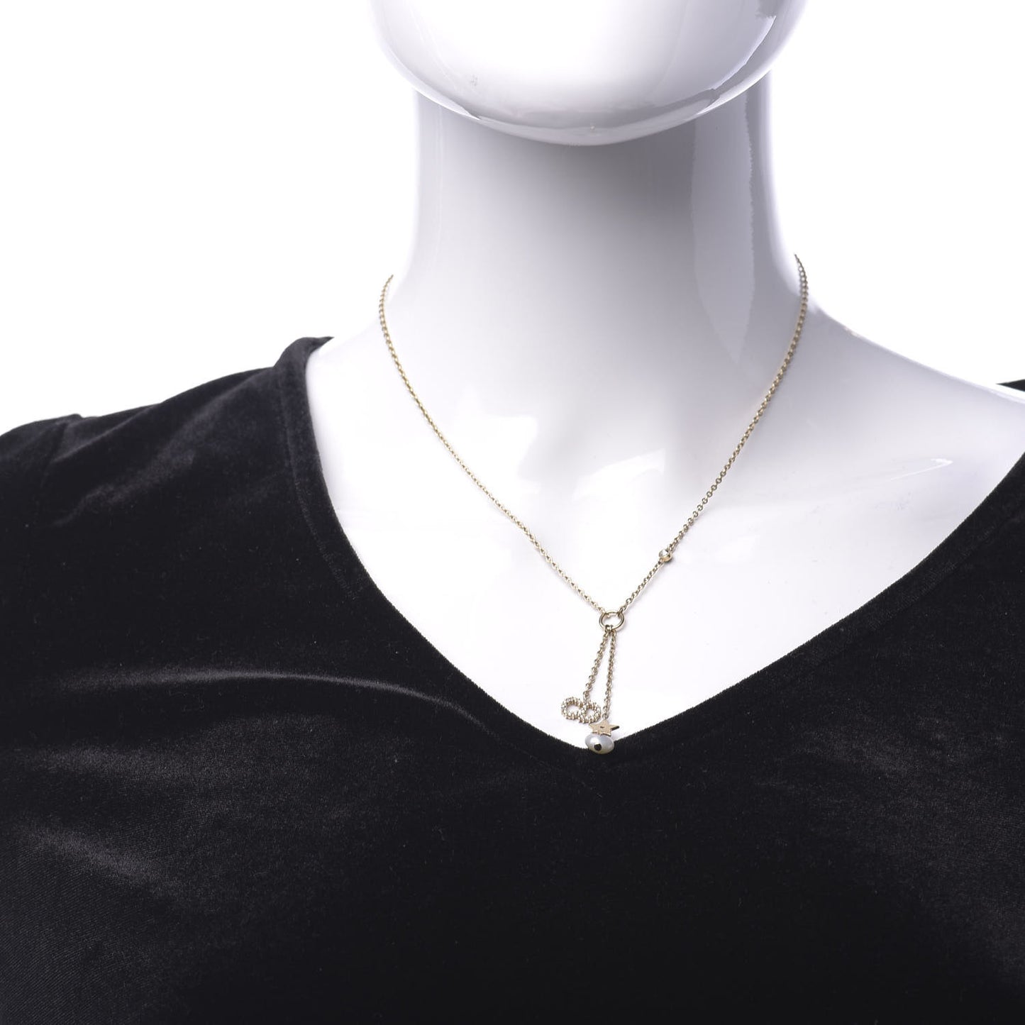 Crystal Pearl Shiny-D Tribal Long Necklace Gold