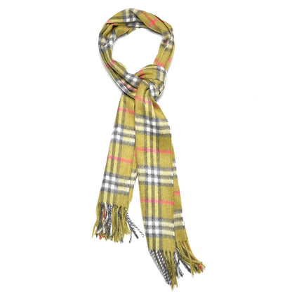 Burberry Cashmere House Check Fringe Scarf Green 1 of 5
