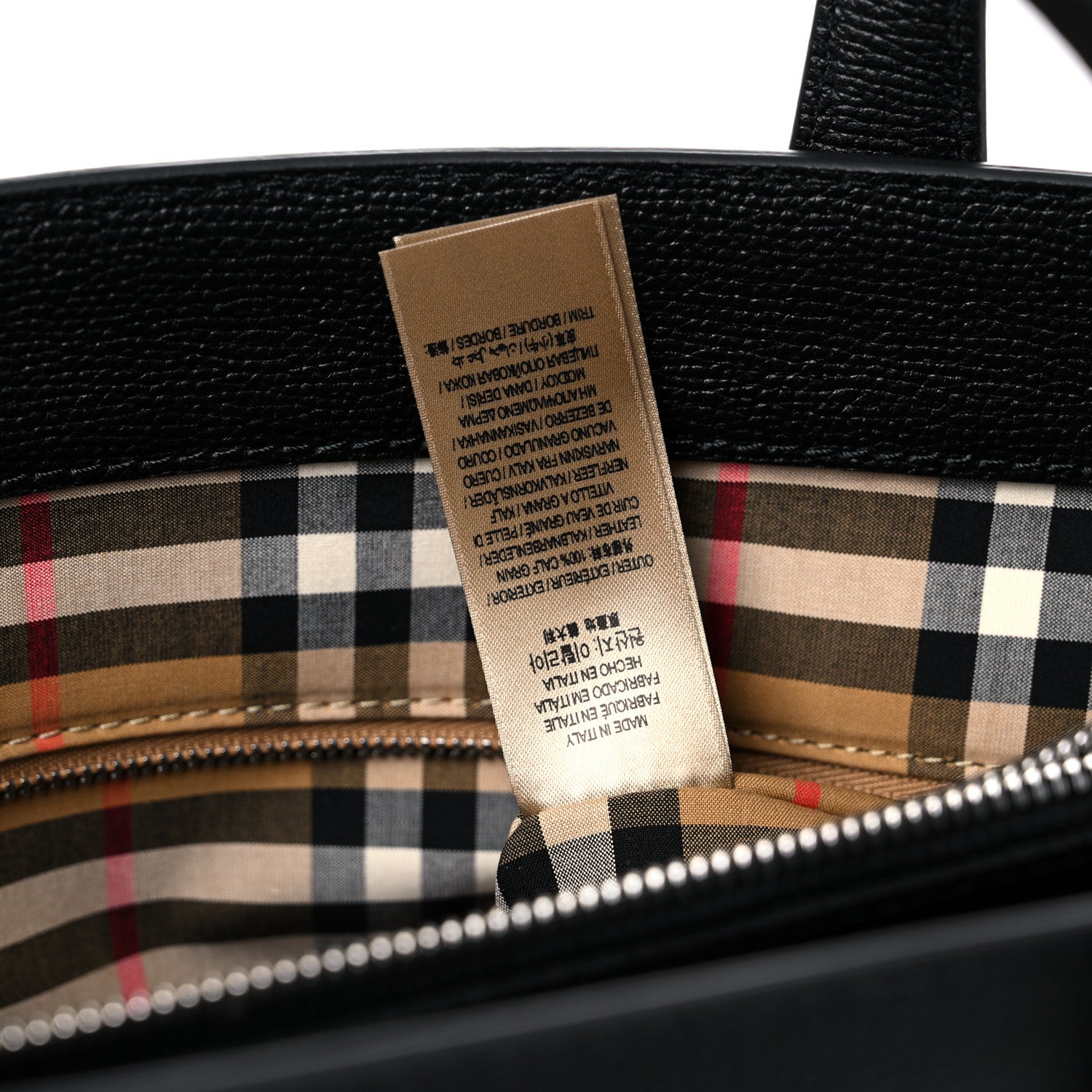 Burberry Grainy Calfskin Vintage Check Medium Banner Tote Black 7 of 13