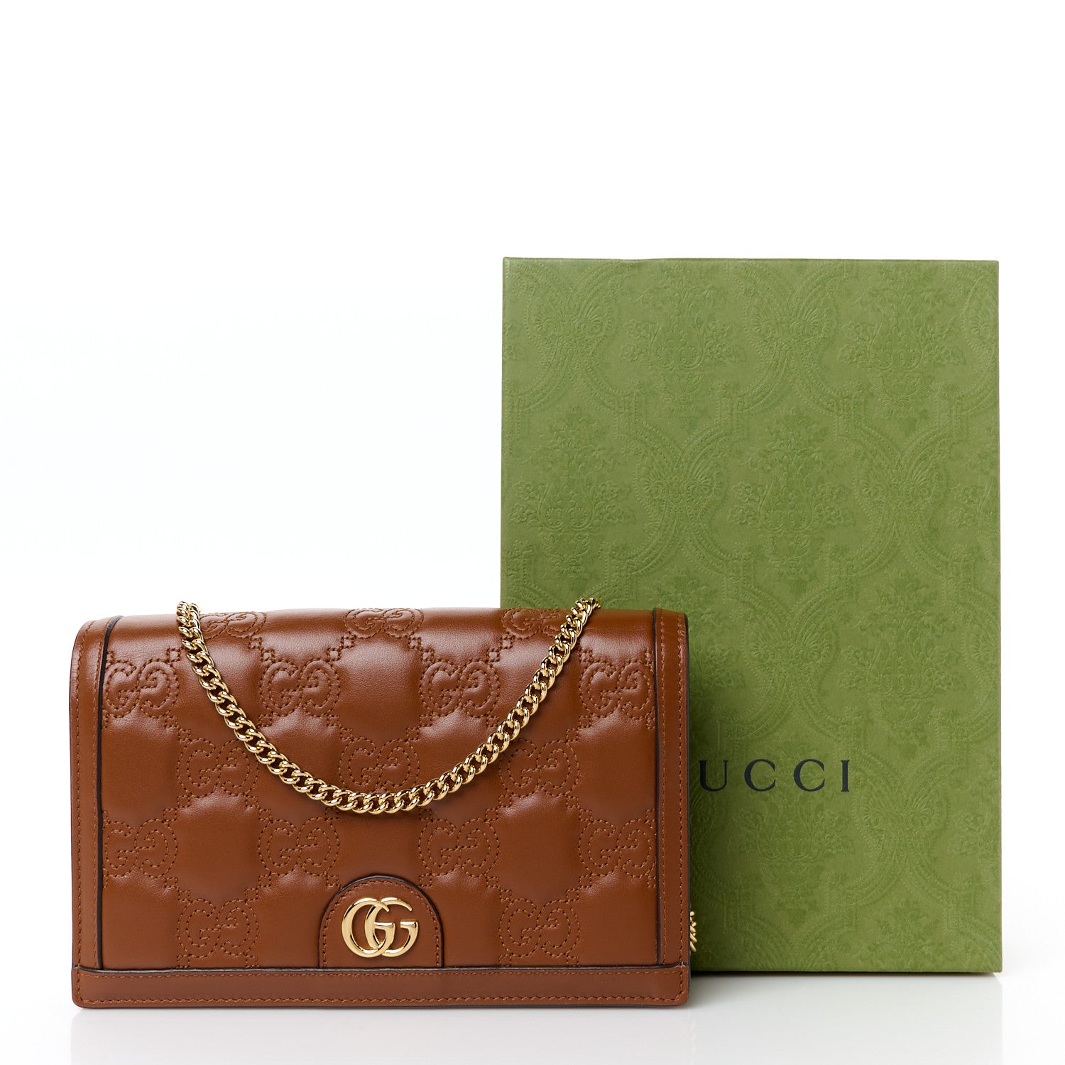 Gucci Calfskin GG Matelasse Chain Wallet Peanut Brown 11 of 11