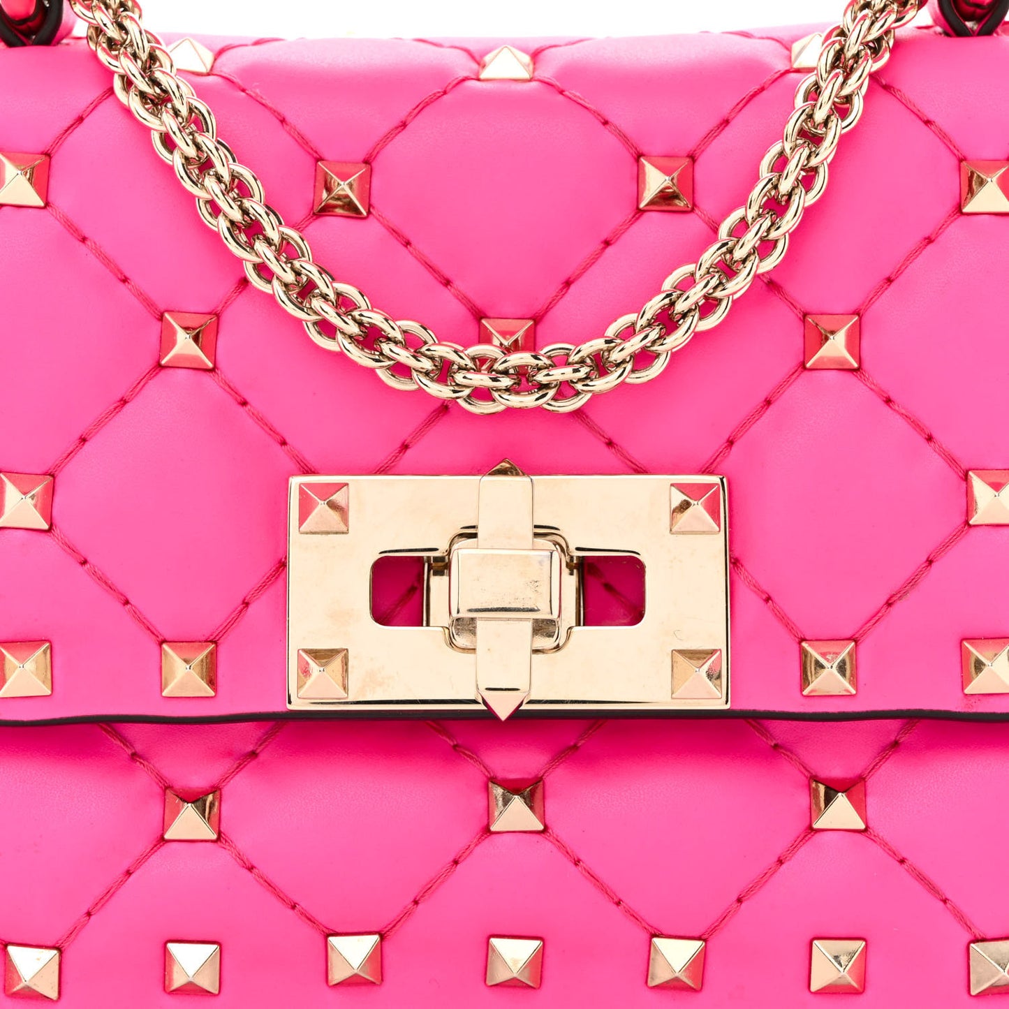 Calfskin Micro Rockstud Spike Shoulder Bag Azalea