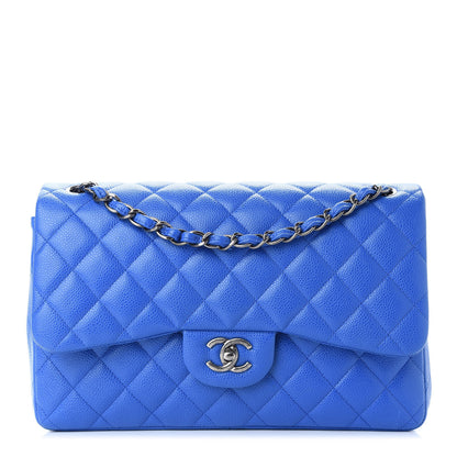 Chanel Caviar Quilted Jumbo Double Flap Blue 1 of 10