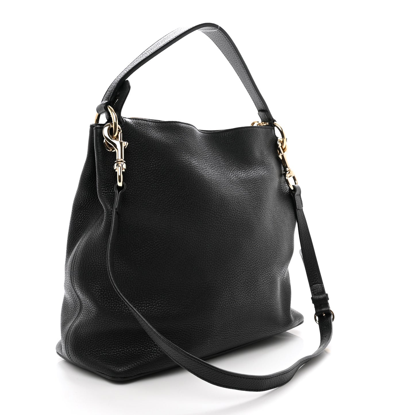 Pebbled Calfskin Large Soho Hobo Black
