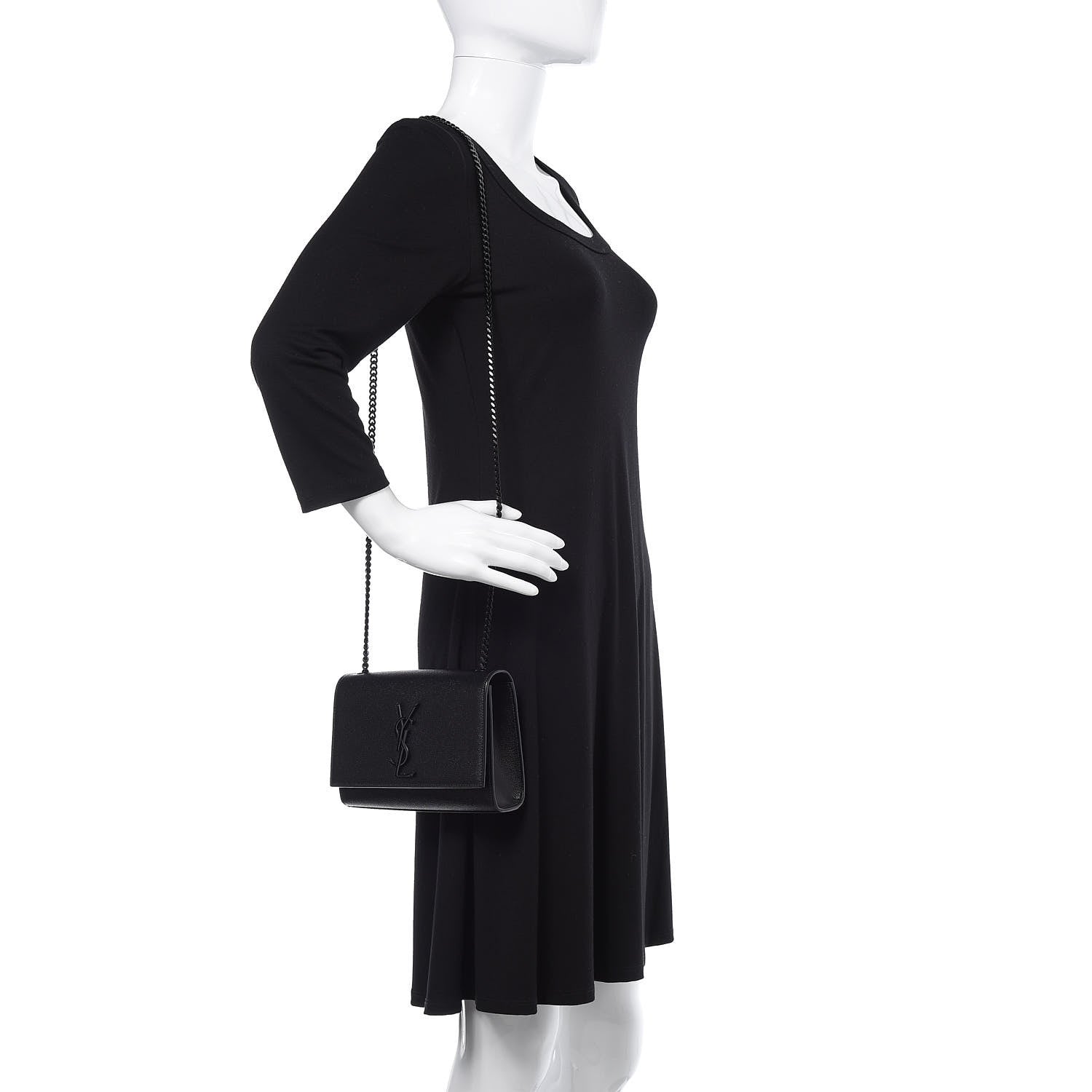 Saint Laurent Grain De Poudre Small Monogram Kate Satchel Black 2 of 10