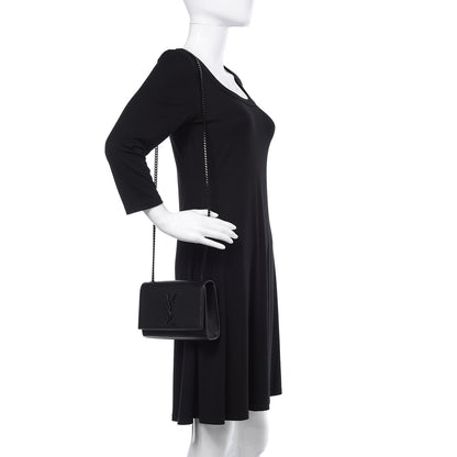 Saint Laurent Grain De Poudre Small Monogram Kate Satchel Black 2 of 10