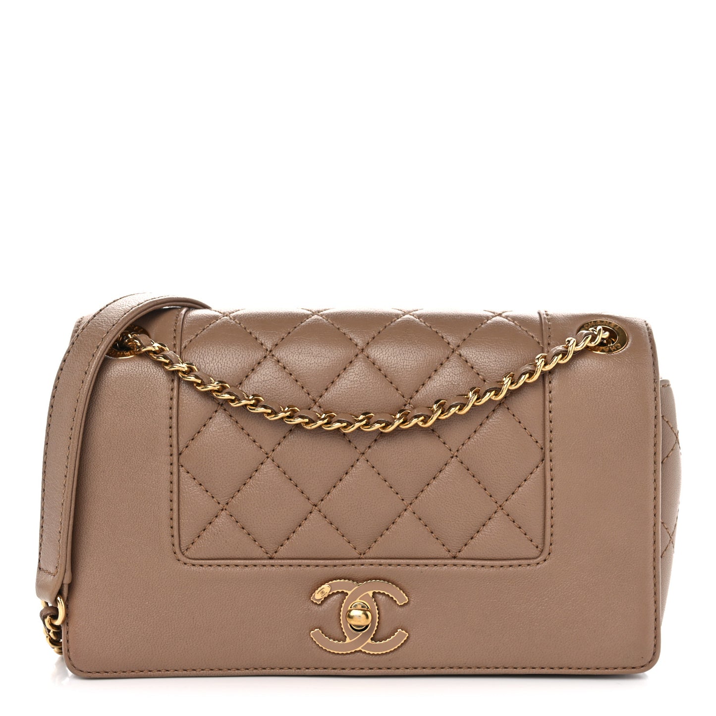 Sheepskin Quilted Small Vintage Mademoiselle Flap Beige