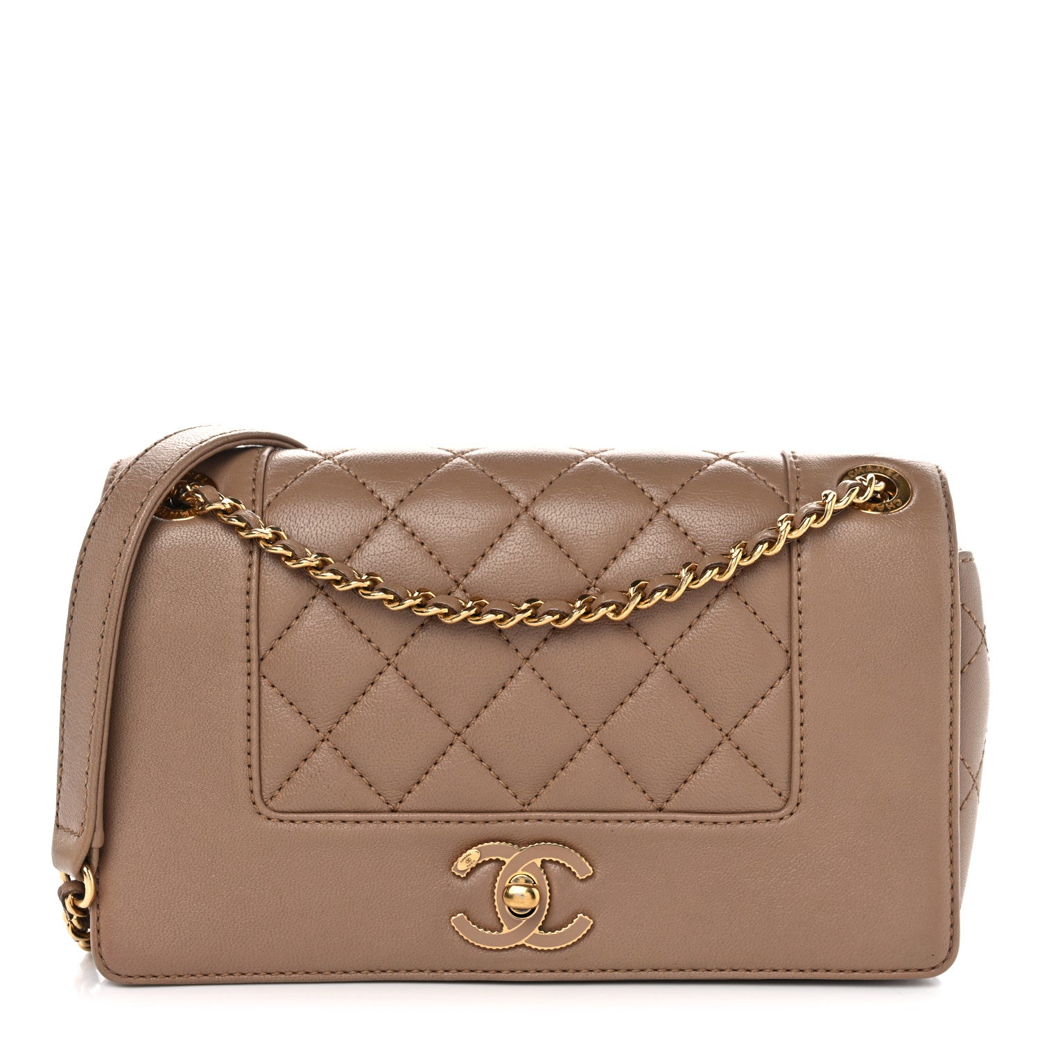 Chanel Sheepskin Quilted Small Vintage Mademoiselle Flap Beige 1 of 10