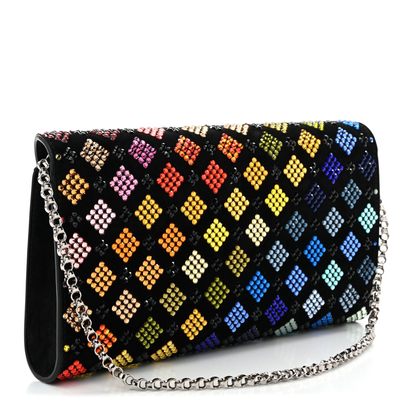 Suede Strass Arlequin Vero Dodat Clutch Black Multicolor