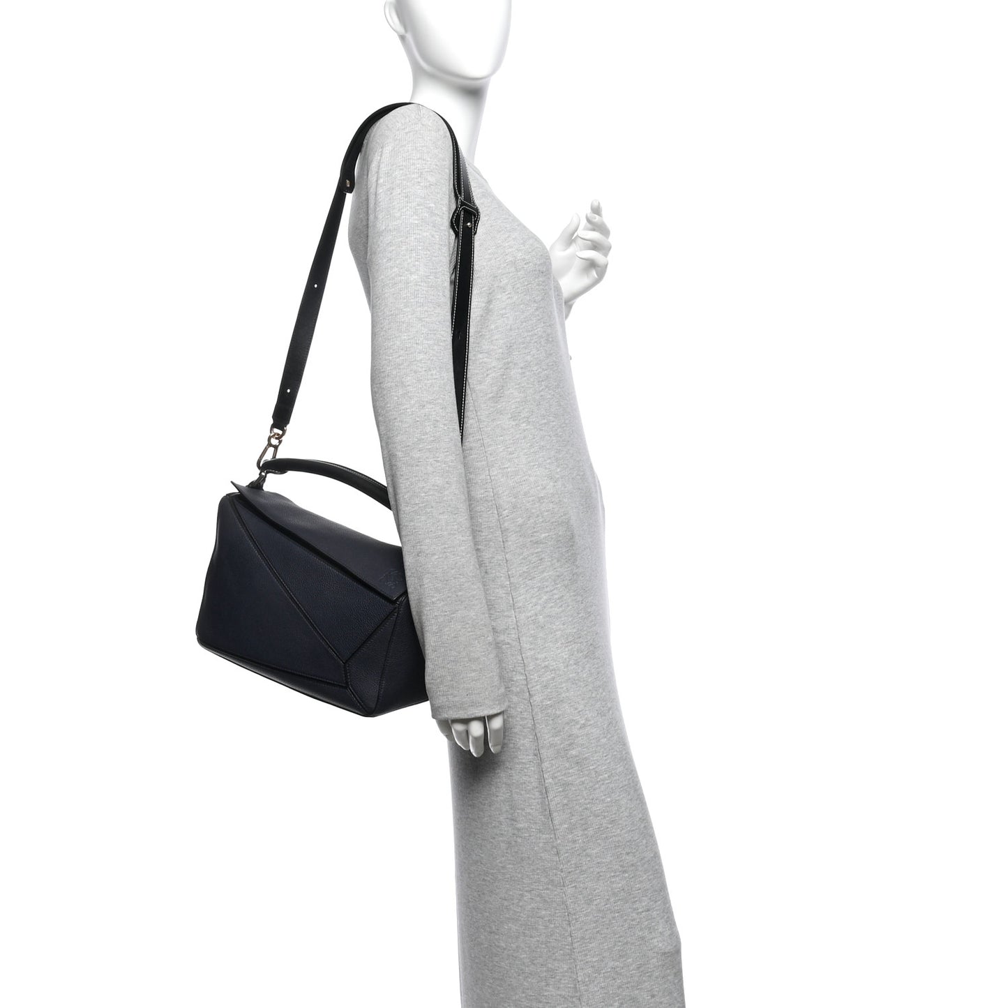 Calfskin Medium Puzzle Bag Midnight Blue Black