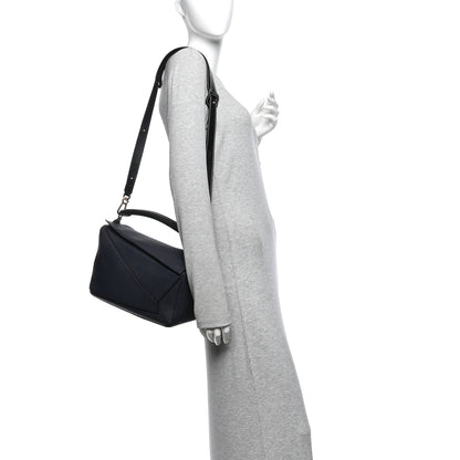Loewe Calfskin Medium Puzzle Bag Midnight Blue Black 2 of 9