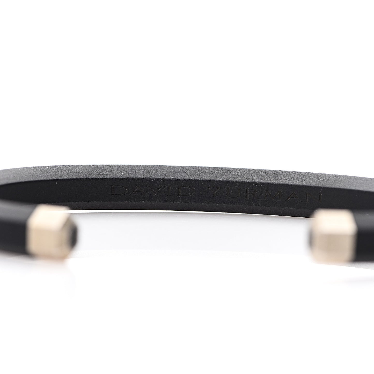 Sterling Silver Rubber 7mm Mens Hex Cuff Bracelet M Black