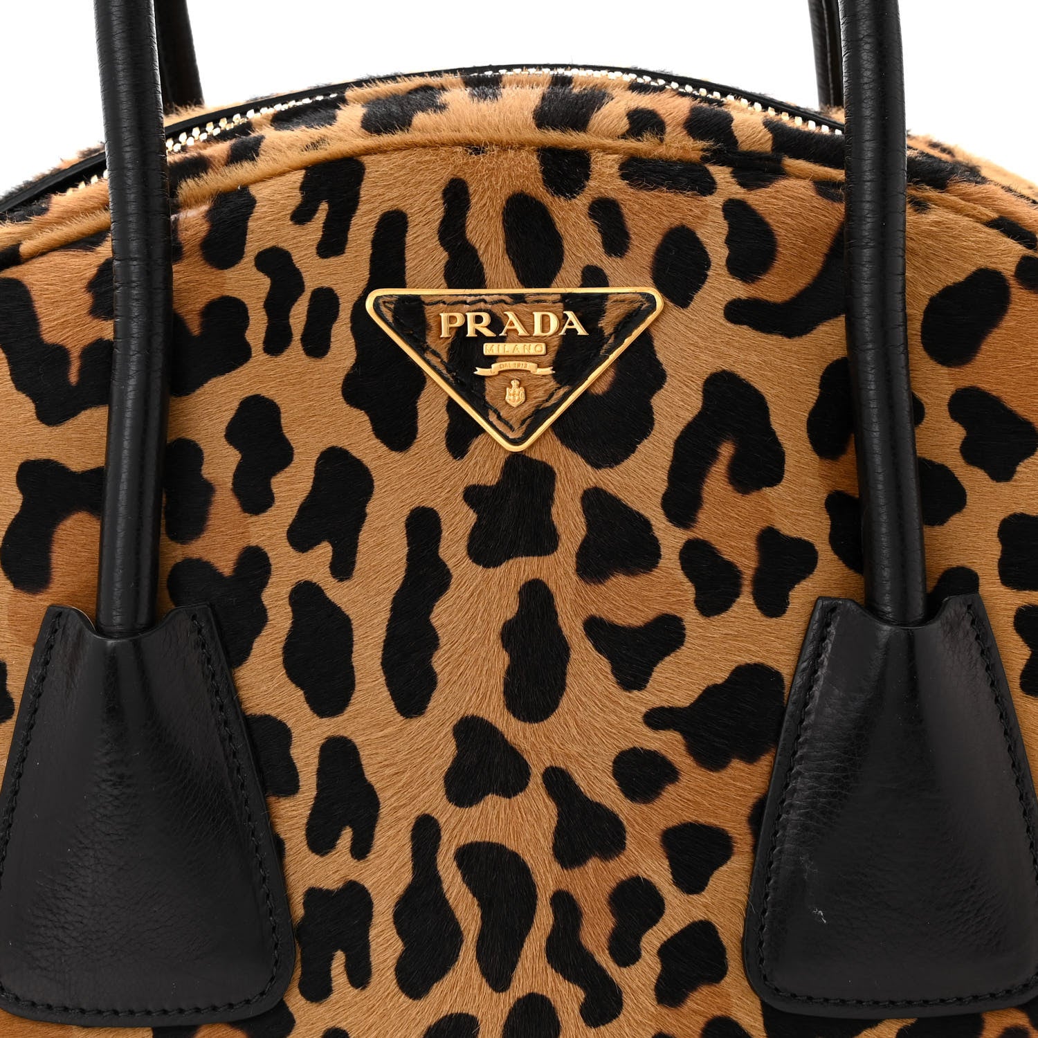 Prada Pony Hair Leopard Print Large Cavallino Miele Moro 8 of 14