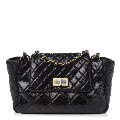 Chanel Glazed Crinkled Calfskin Accordion Mademoiselle Black 1 of 8