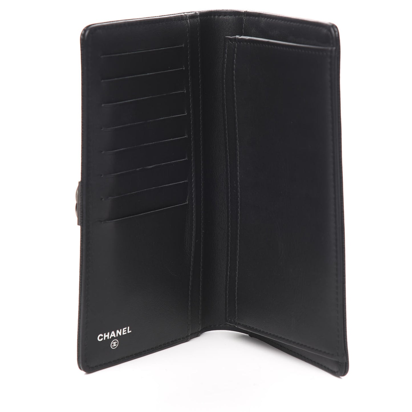 Caviar Chevron Quilted Boy Yen Wallet Black