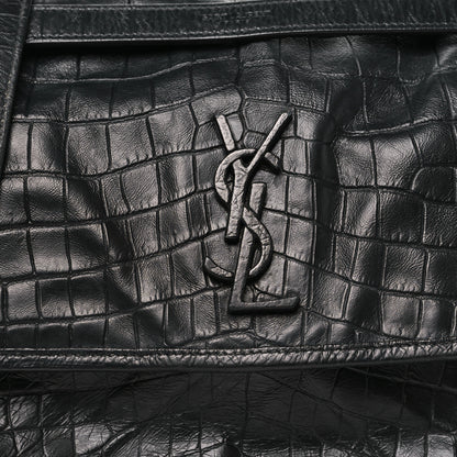 Saint Laurent Crocodile Embossed Lambskin Monogram Medium Niki Chain Satchel Black 8 of 10