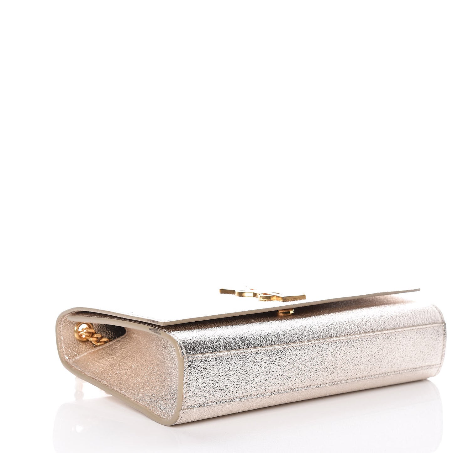 Metallic Calfskin Medium Classic Monogram Kate Satchel Gold