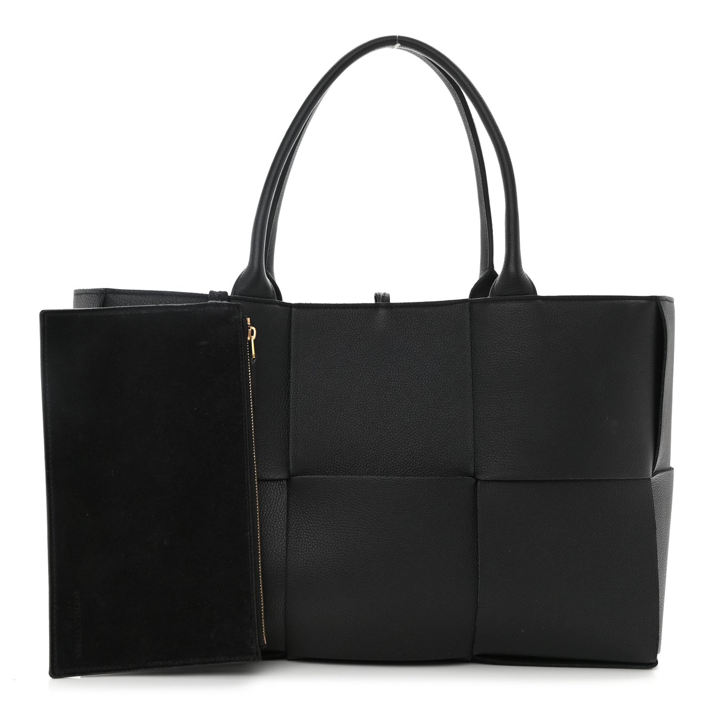 Grained Calfskin Maxi Intrecciato Arco Tote Black