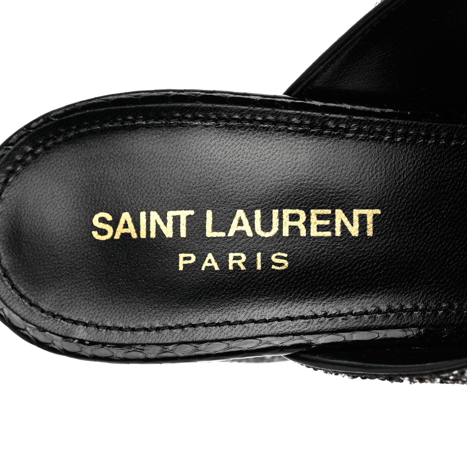 Saint Laurent Glitter LouLou 70 Mule Sandals 39 Black Gold 7 of 9