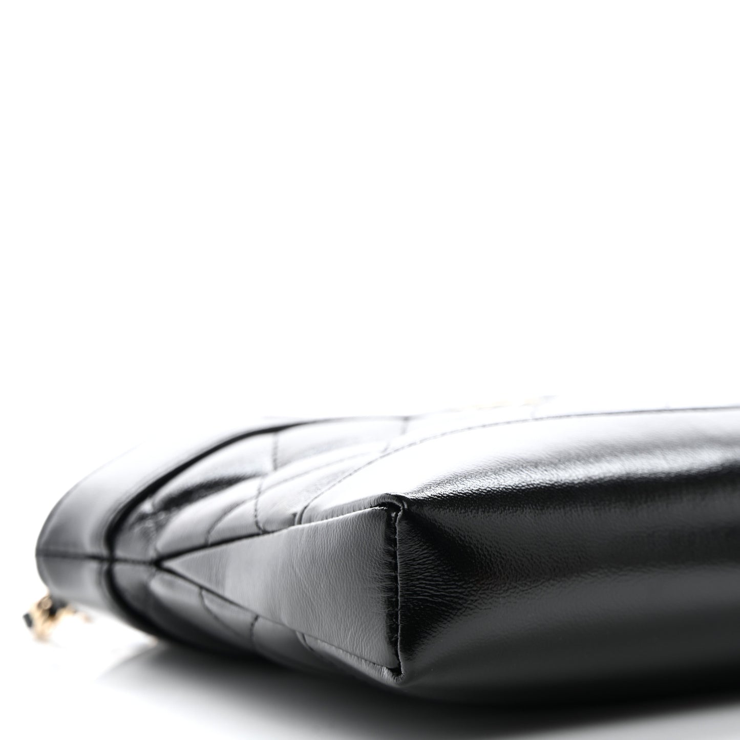 Shiny Crumpled Calfskin Quilted Nano 31 Shopping Bag Black