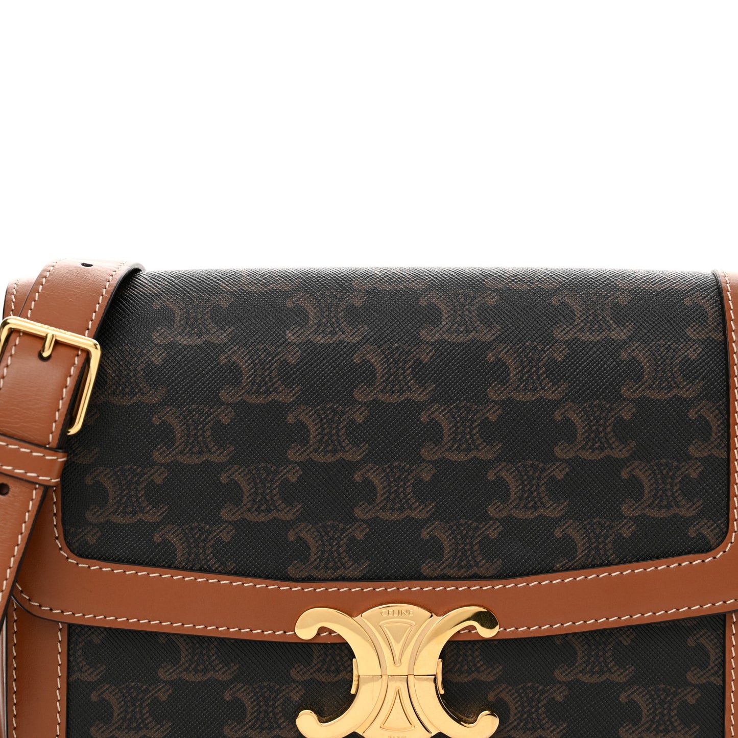 Triomphe Canvas Calfskin Medium Triomphe Bag Tan