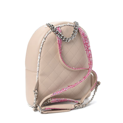 Chanel Lambskin Tweed Quilted Elegant Trim Backpack Pink 2 of 9