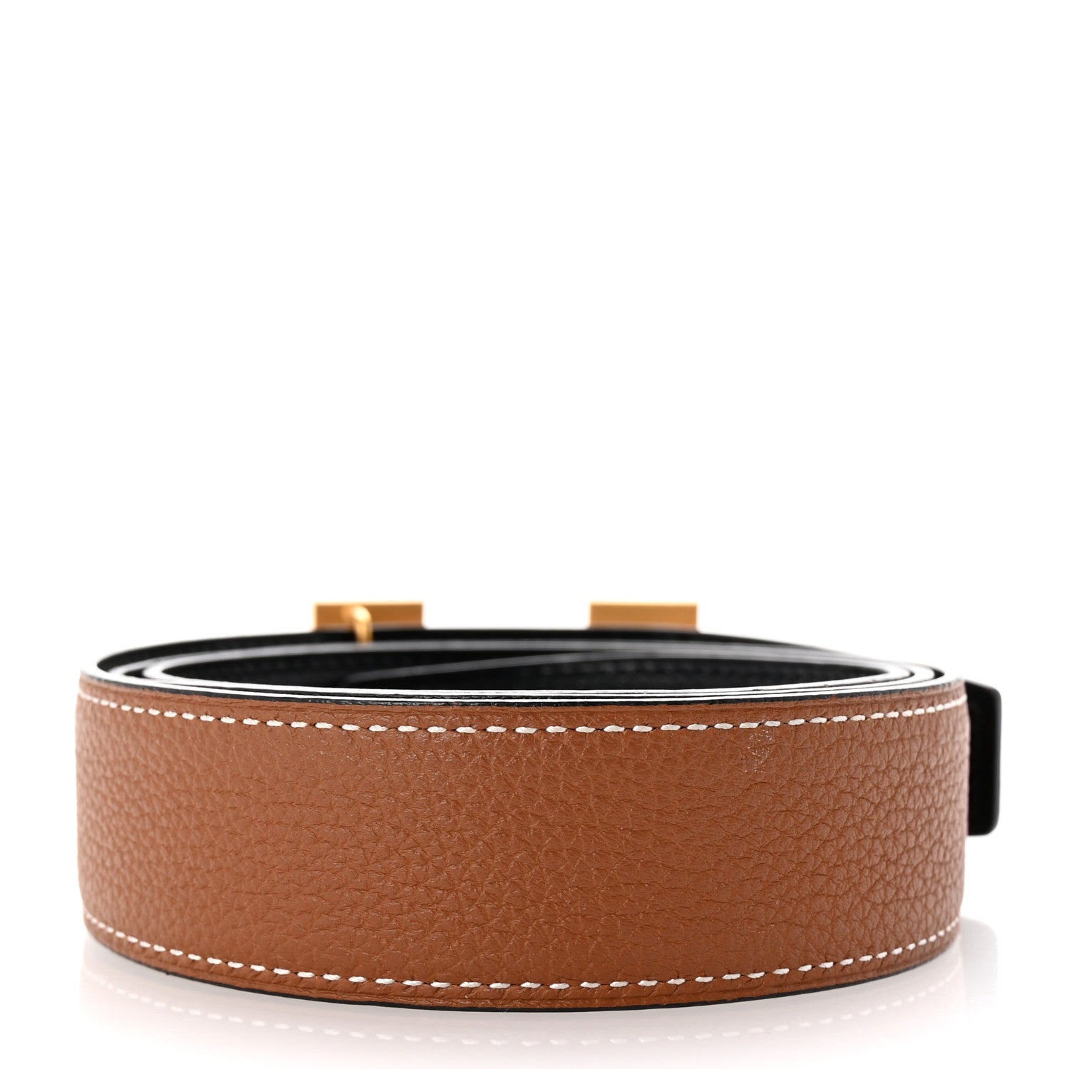 Hermes Box Togo 32mm Guilloche H Belt 85 Black Gold 2 of 5