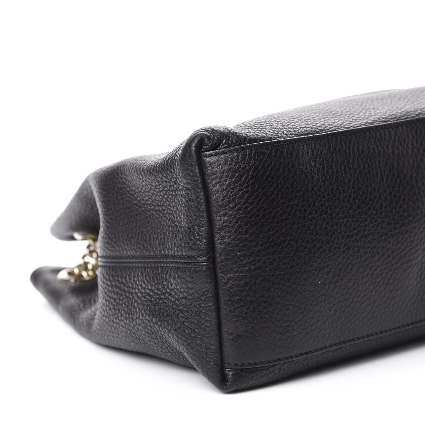Pebbled Calfskin Medium Soho Chain Shoulder Bag Black