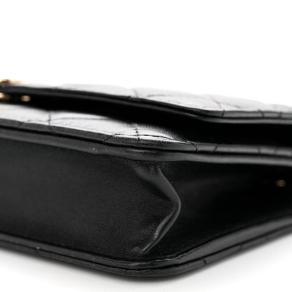Chanel Lambskin Quilted Top Handle Wallet On Chain WOC Black 10 of 10