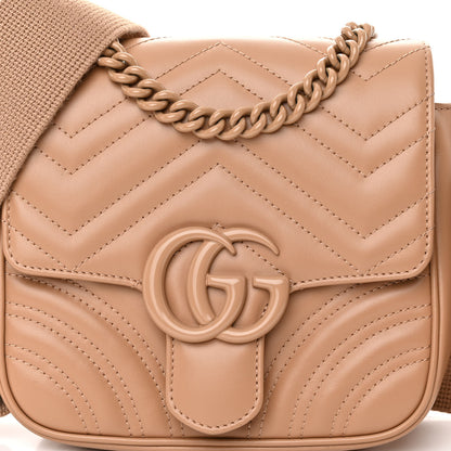 Gucci Calfskin Matelasse Monochrome Mini GG Marmont Crossbody Shoulder Bag Camelia Winter Rose 7 of 9