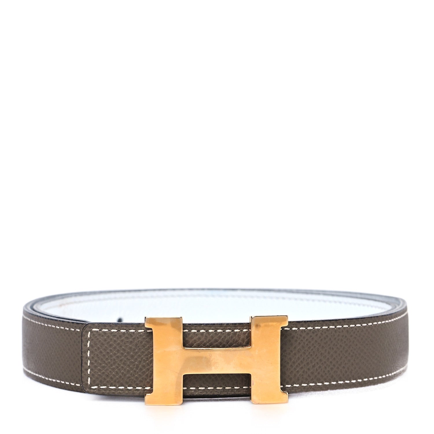 Hermes Epsom Swift 24mm Mini Constance H Belt 75 30 White Etoupe 1 of 4
