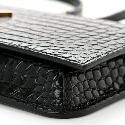 Saint Laurent Crocodile Embossed Monogram Phone Holder Crossbody Black 10 of 10