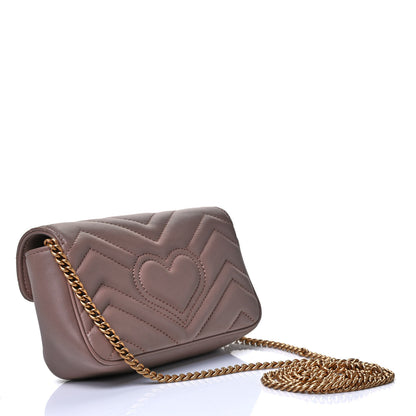 Gucci Calfskin Matelasse Super Mini GG Marmont Shoulder Bag Porcelain Rose 2 of 4