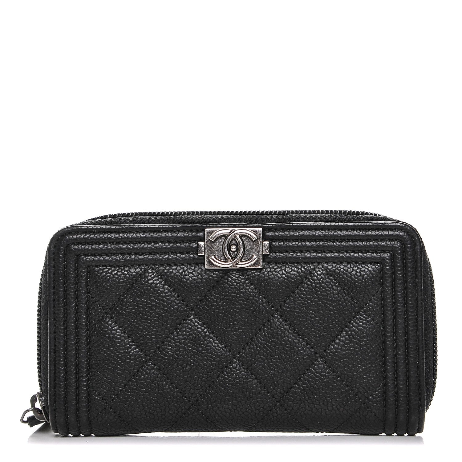 Chanel Caviar Quilted Small Boy Zip Around Wallet Black 1 of 8