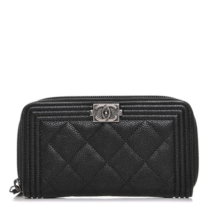 Chanel Caviar Quilted Small Boy Zip Around Wallet Black 1 of 8