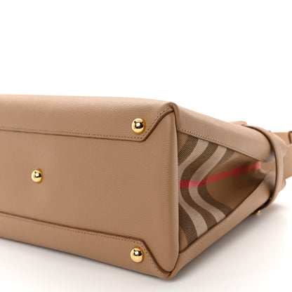 Burberry Derby Calfskin House Check Medium Banner Tote Camel 9 of 9