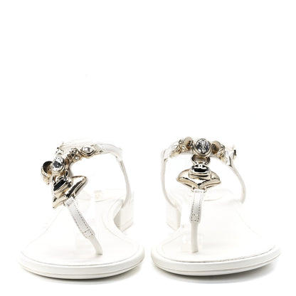 Chanel Lambskin Metal Heart Thong Sandals 40.5 White 2 of 9