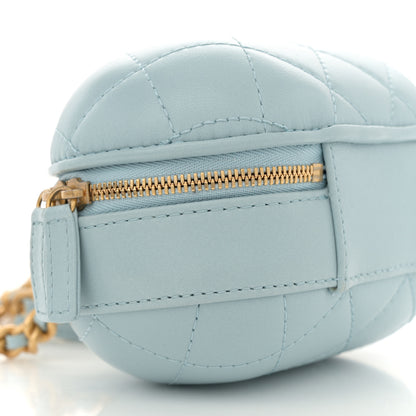 Chanel Lambskin Quilted CC Bubble Vanity Case With Chain Light Blue 9 of 11