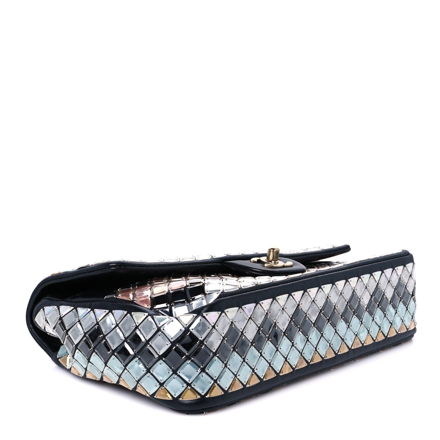 Chanel Lambskin Mosaic Medium Flap Black Gold Light Blue 4 of 11