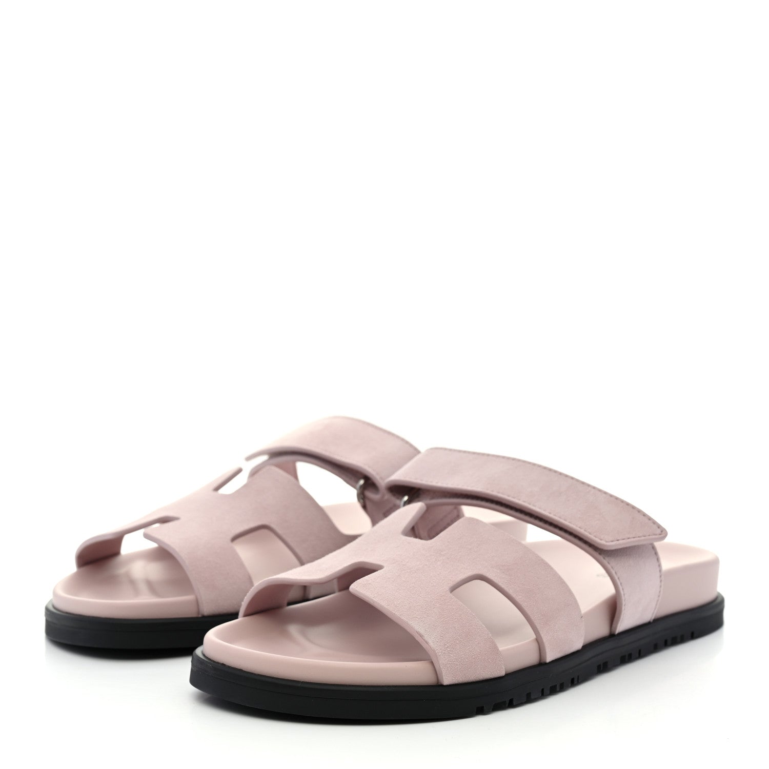 Hermes Suede Goatskin Womens Chypre Sandals 38.5 Rose Porcelaine 3 of 9