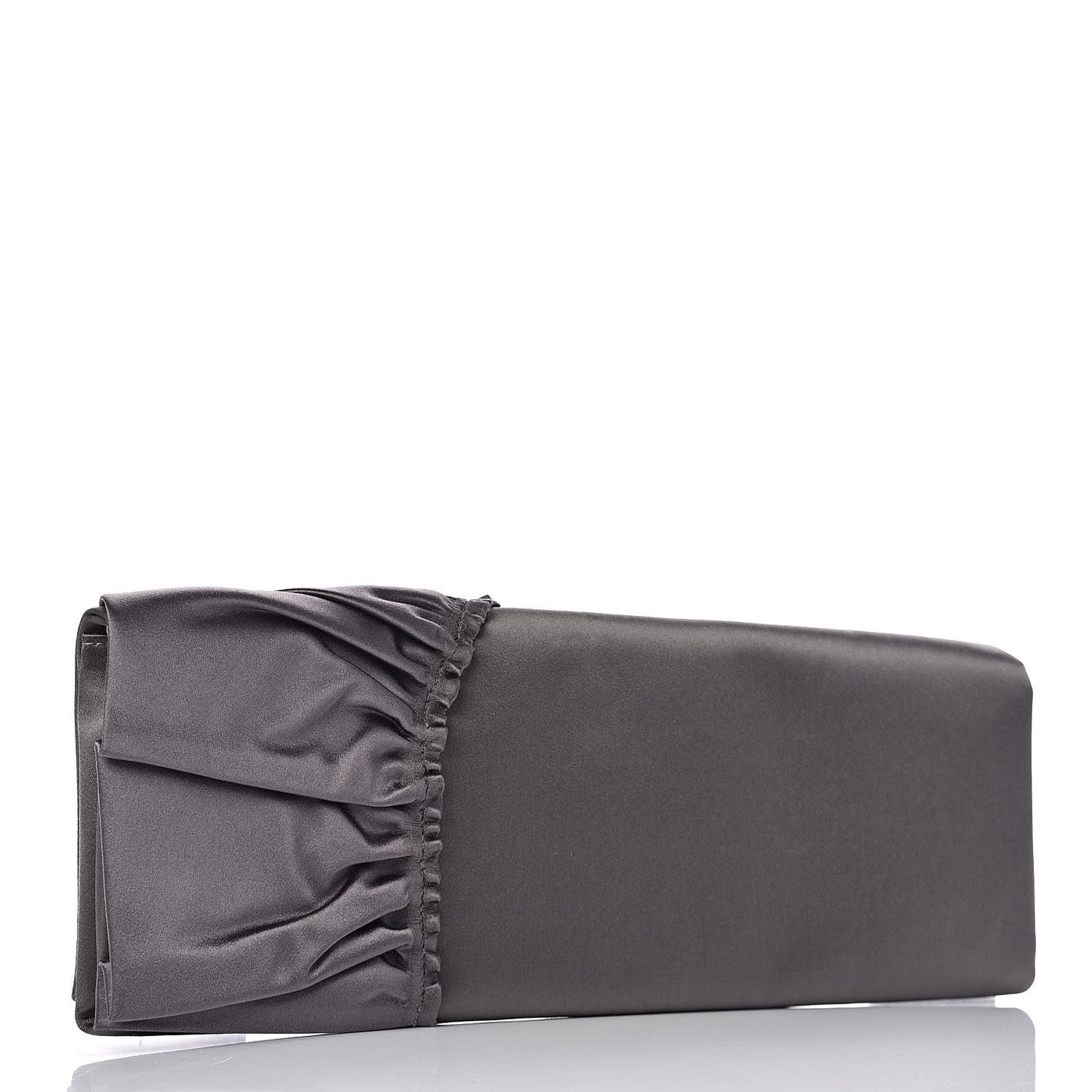 Satin Ruffle Flap Clutch Grey
