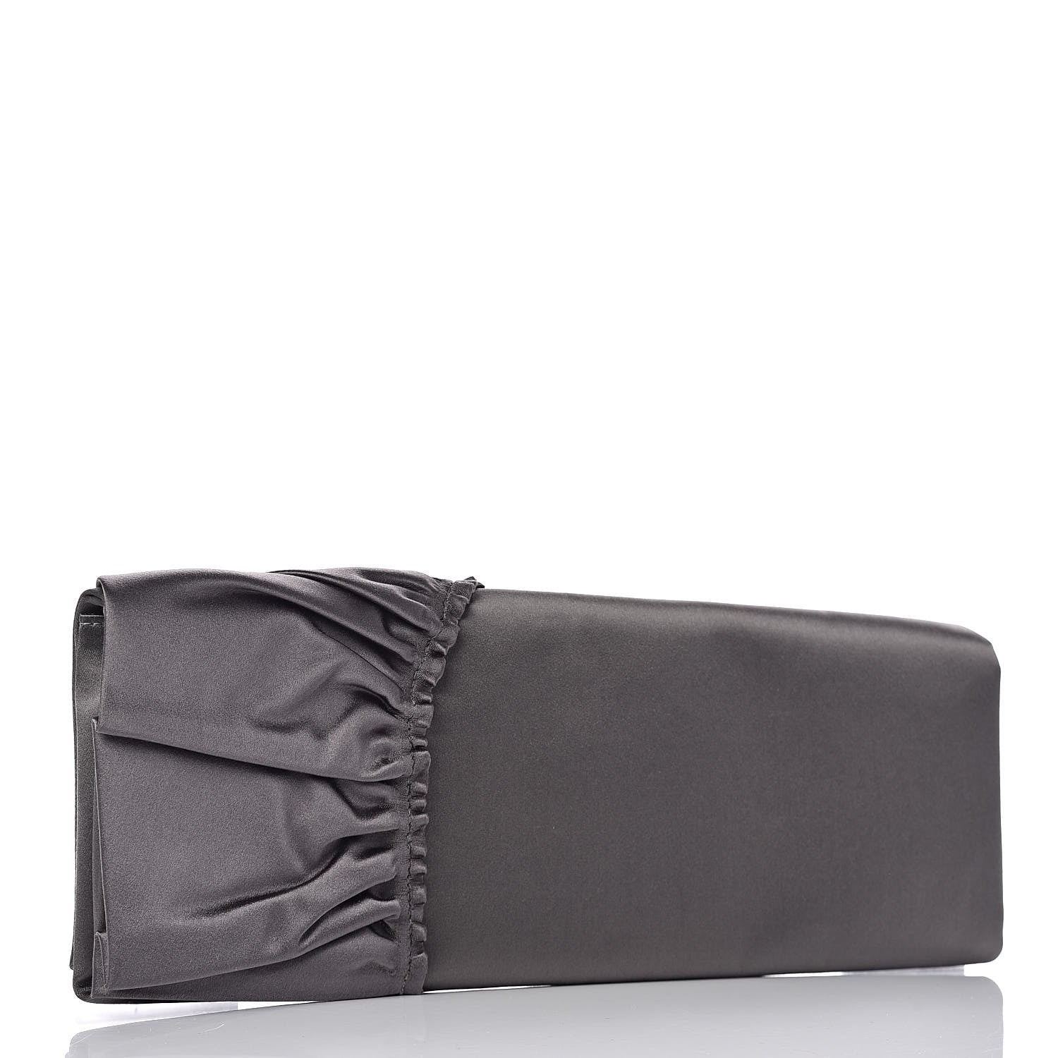 Valentino Garavani Satin Ruffle Flap Clutch Grey 3 of 9