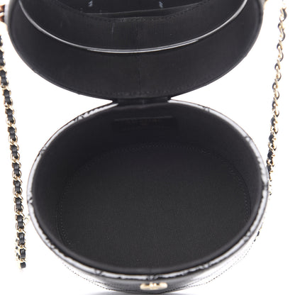 Chanel Patent Quilted Round Clutch With Chain Black 5 of 10