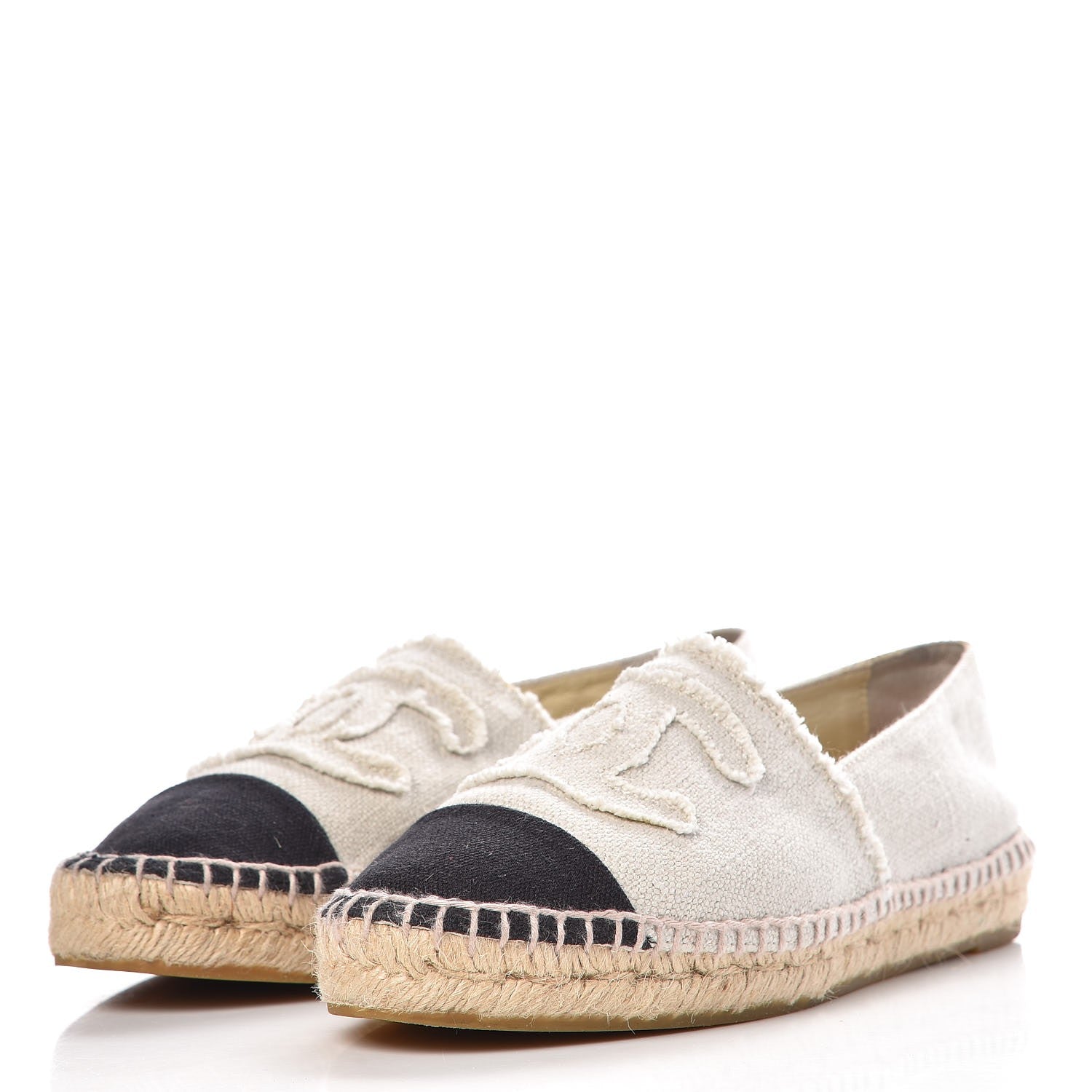Chanel Linen CC Espadrilles 39 Beige Black 3 of 19