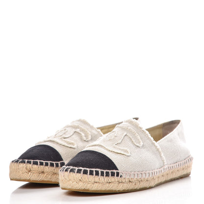 Chanel Linen CC Espadrilles 39 Beige Black 3 of 19