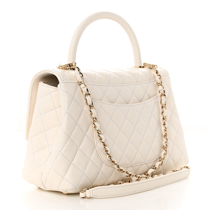 Chanel Caviar Quilted Small Coco Handle Flap White 3 of 11