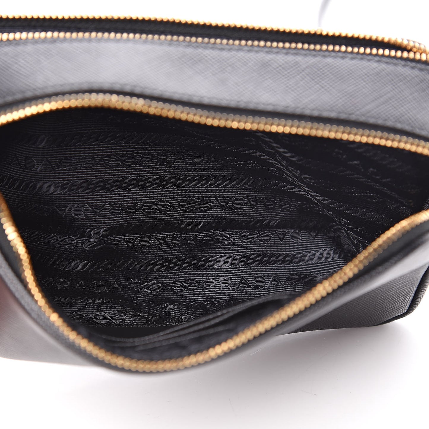 Saffiano Mini Double Zip Crossbody Black