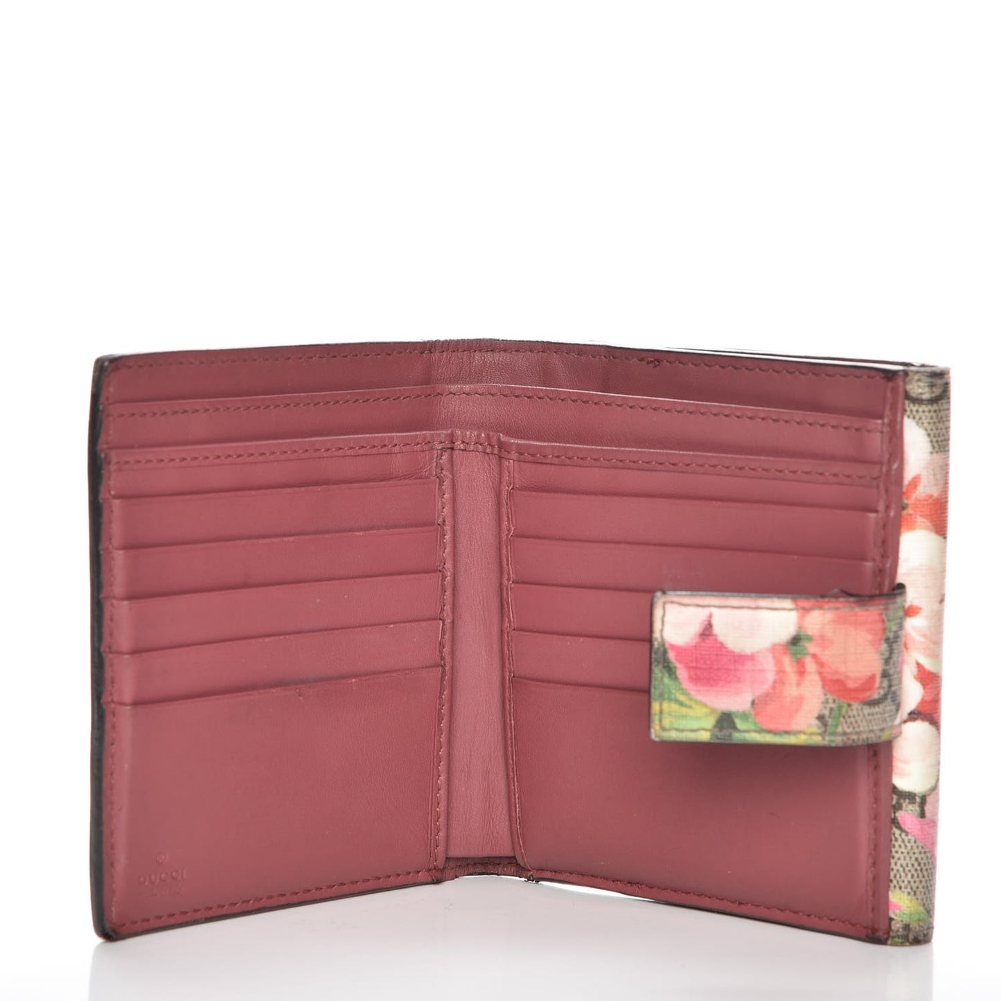 GG Supreme Monogram Blooms French Flap Wallet Beige Multicolor Dry Rose