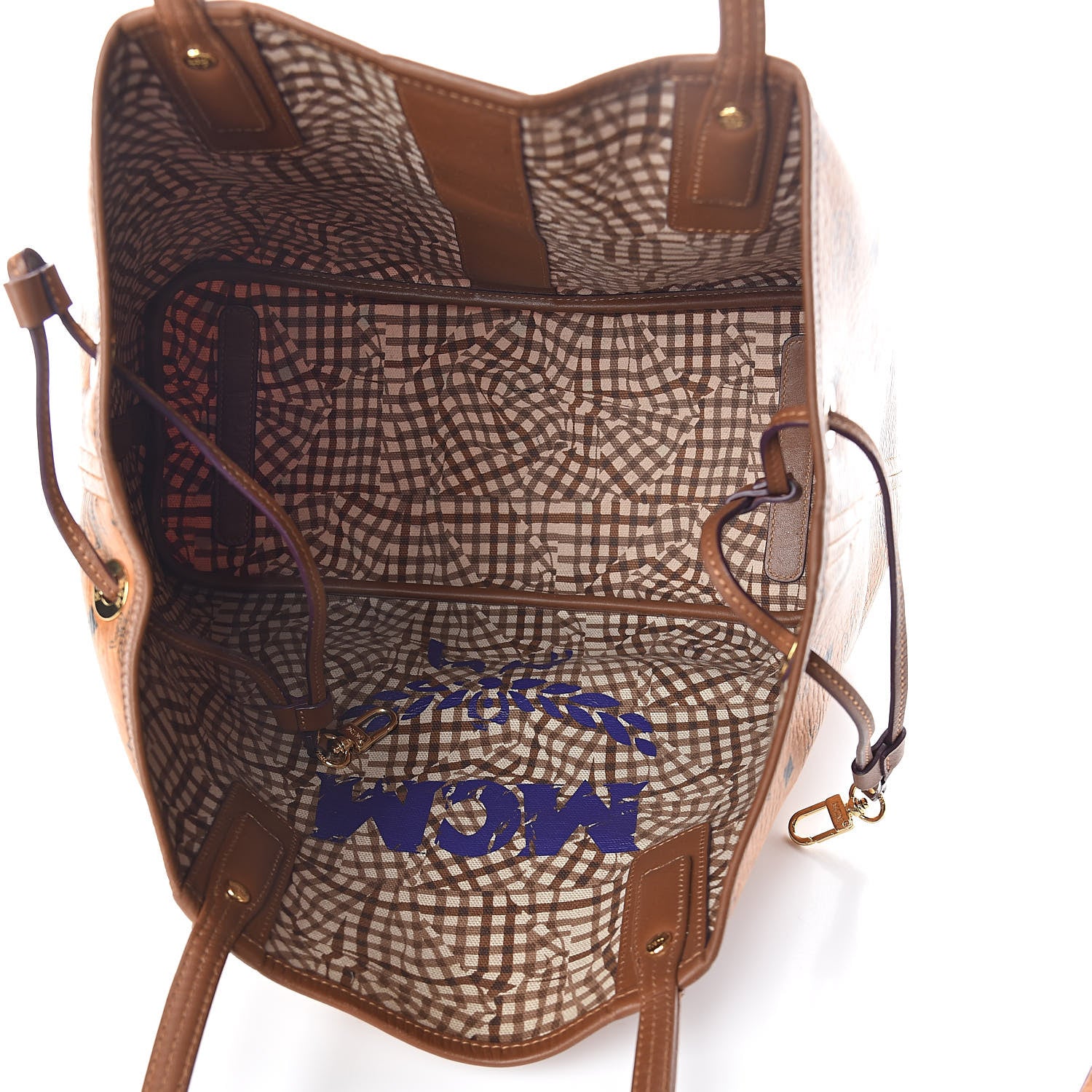 MCM Visetos Medium Liz Reversible Shopper Tote Cognac 14 of 20