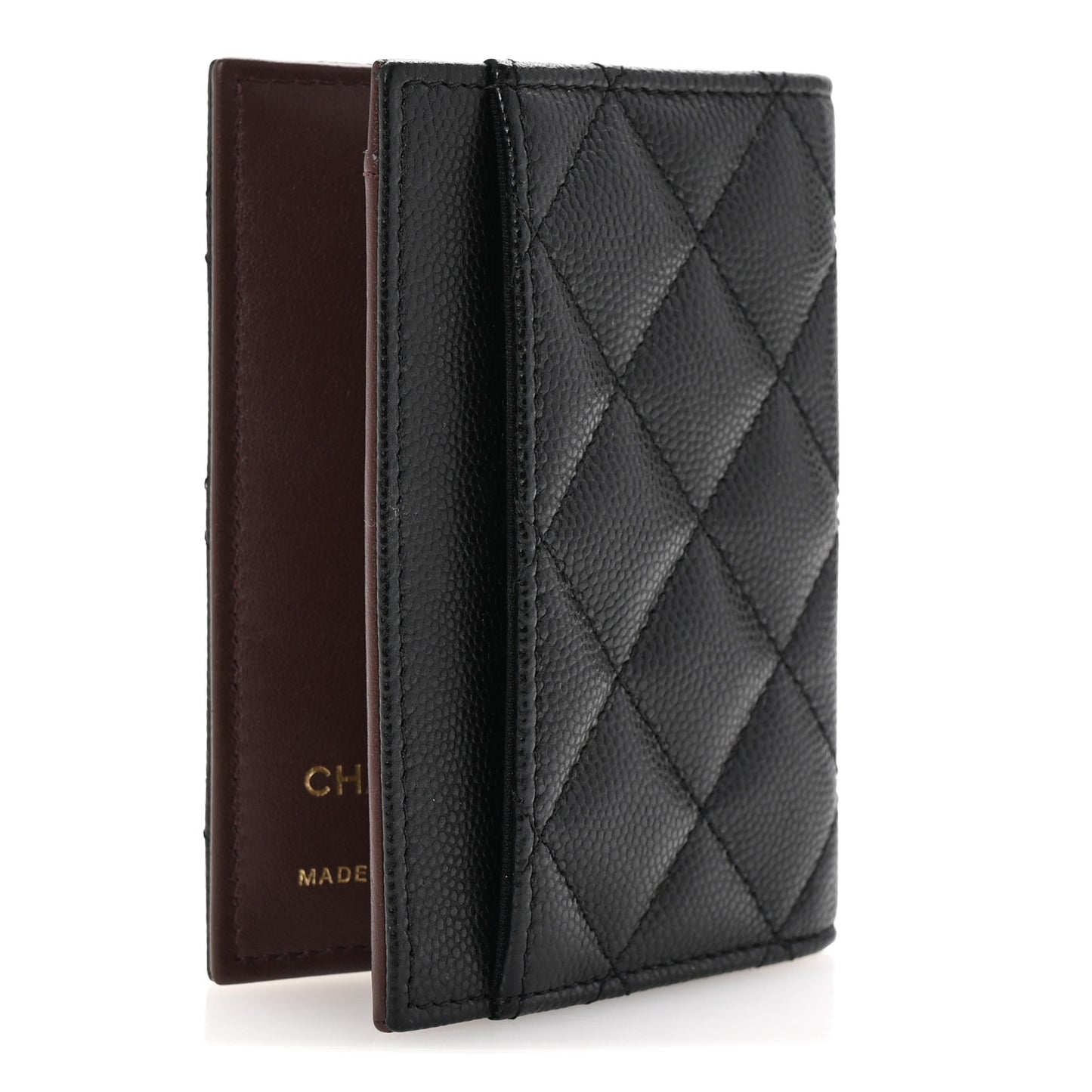 Caviar Quilted Card Holder Wallet Black