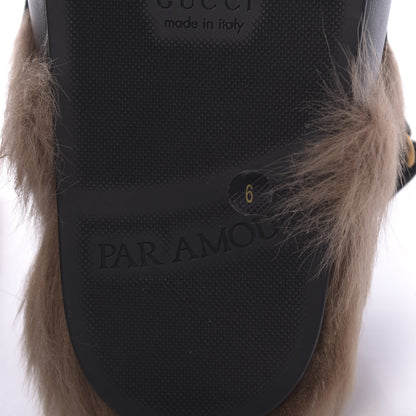Gucci Calfskin Fur Mens Horsebit River Slingback Slippers 6 Black 10 of 11